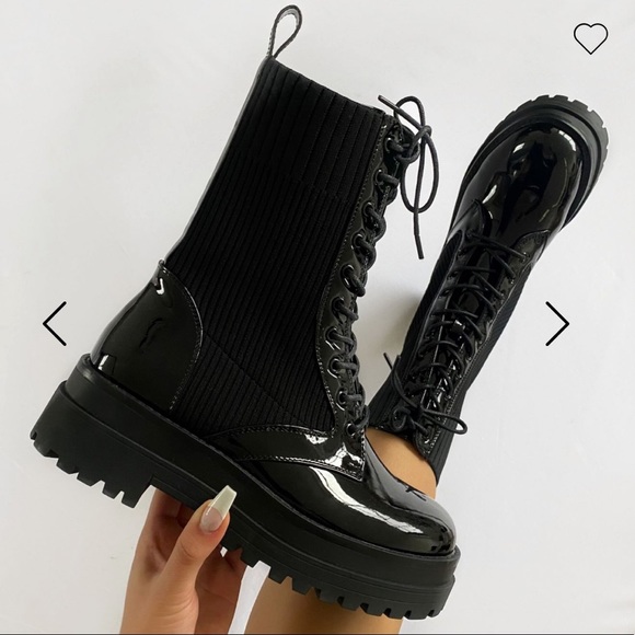 Lace Chunky Platform Boots - Picture 2 of 6